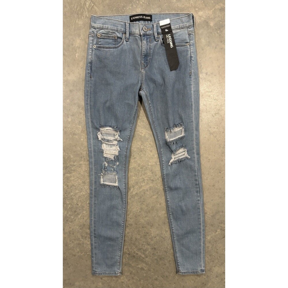 NWT Express Legging Mid Rise Jeans Women Size 4R Performance Stretch Denim